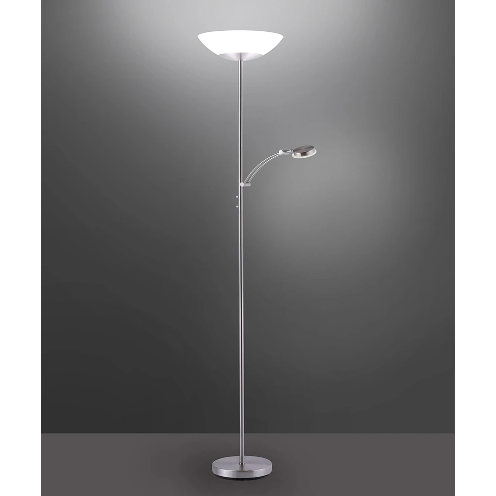 Paul Neuhaus LED Standleuchte silber o. messing dimmbar 2-flammig, Lesearm schwenkbar, Glas Deckenfluter, 181 cm 4 Paul Neuhaus LED Standleuchte silber o. messing dimmbar 2-flammig, Lesearm schwenkbar, Glas Deckenfluter, 181 cm – Bild 2