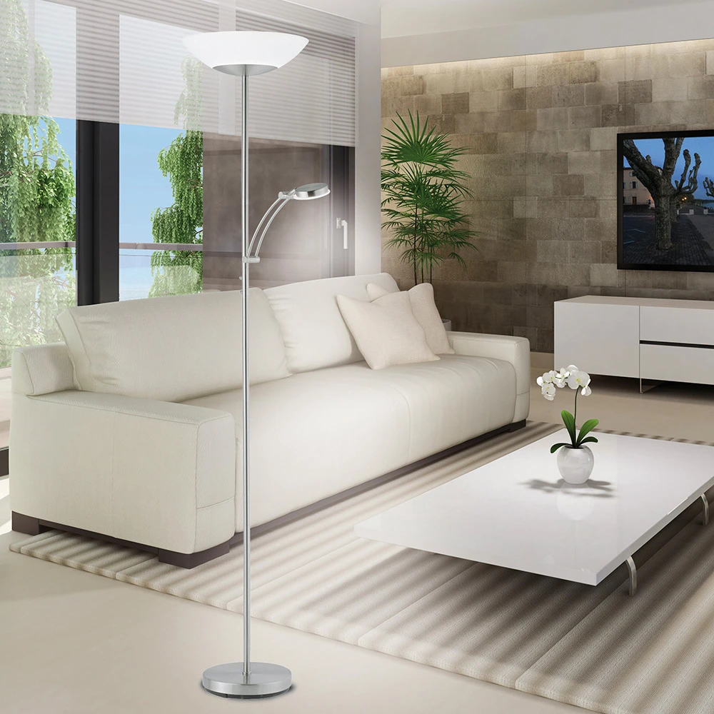 Paul Neuhaus LED Standleuchte silber o. messing dimmbar 2-flammig, Lesearm schwenkbar, Glas Deckenfluter, 181 cm 5 Paul Neuhaus LED Standleuchte silber o. messing dimmbar 2-flammig, Lesearm schwenkbar, Glas Deckenfluter, 181 cm – Bild 3