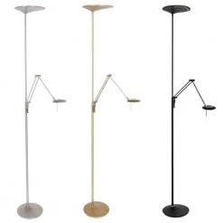 Steinhauer LED Stehleuchte mit verstellbarem Lesearm, 2-flammig, dimmbar, bronze/silber/schwarz, inkl. LED 25W + 6W