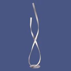 LHG Lights LED Stehleuchte modern geschwungen, stahlfarbig, dimmbar über Schnurdimmer, 27W warmweiß