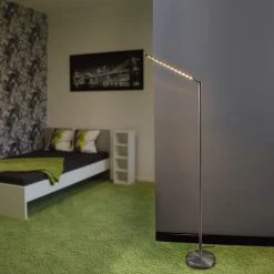 Leuchten Direkt LED Stehleuchte, Leseleuchte, Nickel matt, Tastdimmer, warmweiß