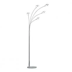 Reality LED-Bogenleuchte 5-flg. Chrom mit Keramikfuß in weiß