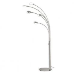 Fischer & Honsel LED-Standleuchte, 5-flammig, 5x LED 6,5 W inkl., nickel silber, Drehdimmer, warmweißes Licht, Acrylglas satiniert