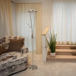 Leuchten Direkt Moderner LED Deckenfluter mit Lesearm und Dimmer und drehbarem Innenring, Stehlampe warmweiß 3000K , 187,5cm -Stehleuchten Verkaufsgeschäft moderner led deckenfluter mit 1045470 leuchtendirekt 1177855