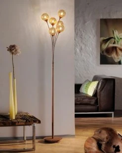 Paul Neuhaus Rostbraune Landhaus Stehleuchte mit 6 goldenen Leuchtkugeln mit hübschen Lichtspiel, 2880 Lumen, 184cm, Schnurschalter -Stehleuchten Verkaufsgeschäft rostbraune landhaus stehleuchte mitgoldenen 1263532 paulneuhaus 39848