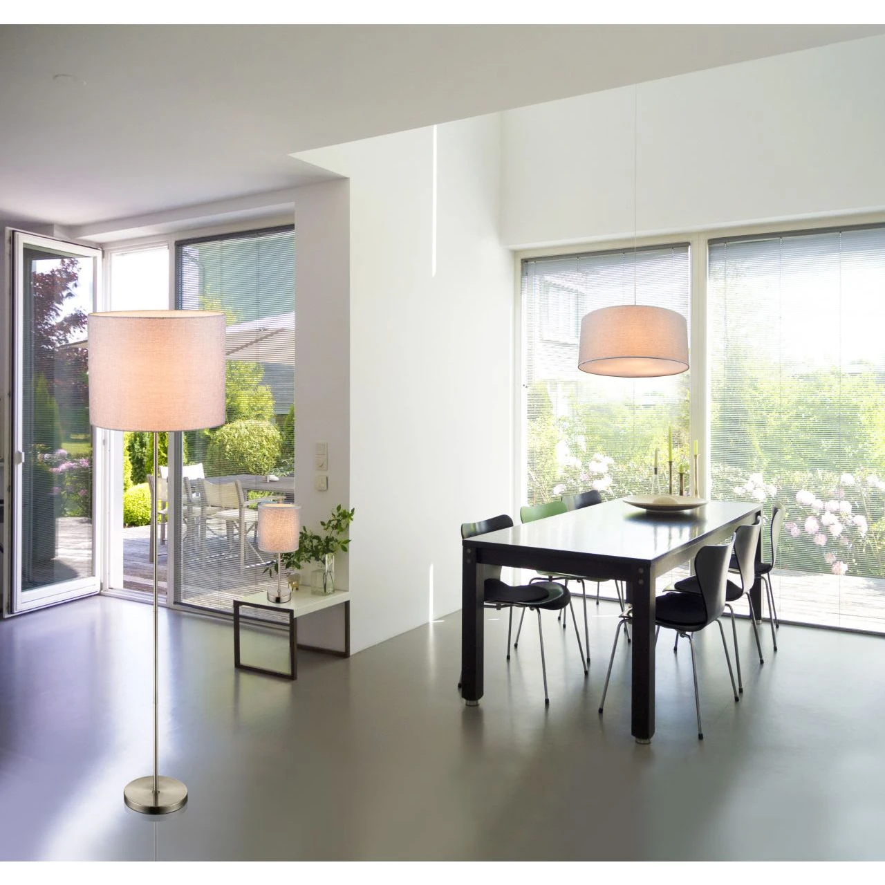 GLOBO runde E27 Stehleuchte aus Stoff matt Sockel und Schirm Höhe 31 cm Stehlampe grau mit Schalter ø 40 5 GLOBO runde E27 Stehleuchte aus Stoff matt Sockel und Schirm Höhe 31 cm Stehlampe grau mit Schalter ø 40 – Bild 3