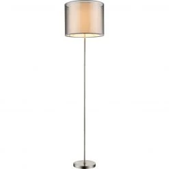 GLOBO runde E27 Stehleuchte aus Stoff matt Sockel und Schirm Höhe 31 cm Stehlampe grau mit Schalter ø 40