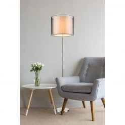 GLOBO runde E27 Stehleuchte aus Stoff matt Sockel und Schirm Höhe 31 cm Stehlampe grau mit Schalter ø 40 -Stehleuchten Verkaufsgeschäft runde e27 stehleuchte aus 15190Sam1280x1280 globo 15190s