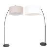 Steinhauer Schwarze Bogenstehleuchte mit weißem o. grauem Schirm, höhenverstellbar, mit Bodenschalter, E27 -Stehleuchten Verkaufsgeschäft schwarze bogenstehleuchte mit weischirmhhenverstellbarmit 9899ZWA steinhauer 9899zw