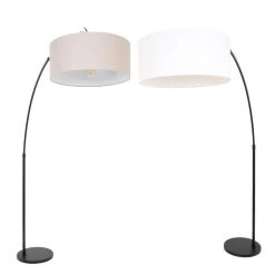 Steinhauer Schwarze Bogenstehleuchte mit weißem o. grauem Schirm, höhenverstellbar, mit Bodenschalter, E27