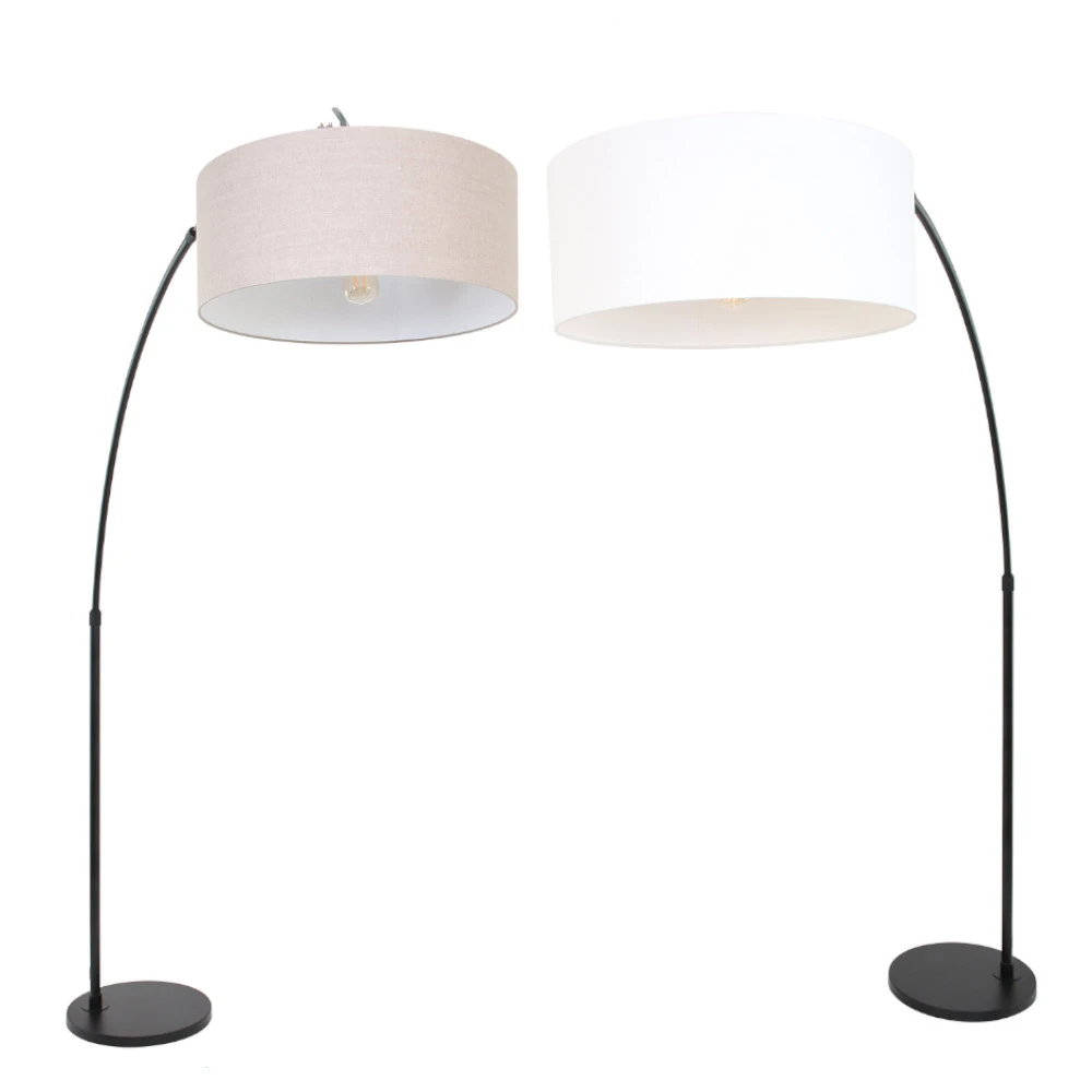 Steinhauer Schwarze Bogenstehleuchte mit weißem o. grauem Schirm, höhenverstellbar, mit Bodenschalter, E27 3 Steinhauer Schwarze Bogenstehleuchte mit weißem o. grauem Schirm, höhenverstellbar, mit Bodenschalter, E27
