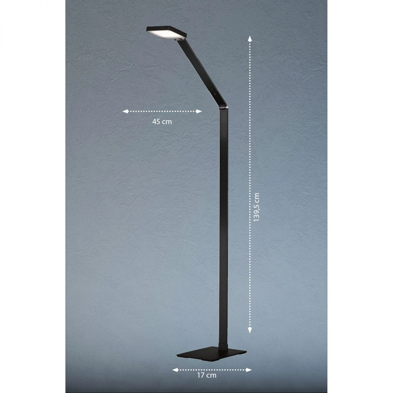 Fischer & Honsel schwenkbare dimmbare LED Stehleuchte mit CCT-Lichtfarbsteuerung eckige Stehlampe schwarz mit Schalter 17 x 139,5 cm 5 Fischer & Honsel schwenkbare dimmbare LED Stehleuchte mit CCT-Lichtfarbsteuerung eckige Stehlampe schwarz mit Schalter 17 x 139,5 cm – Bild 3
