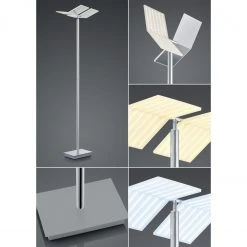 B-Leuchten schwenkbare eckige Deckenfluter Fluter Stehleuchte mit CCT-Lichtfarbsteuerung matt Stehlampe nickel und chrom