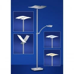 B-Leuchten schwenkbare eckige LED Deckenfluter Fluter Stehleuchte mit CCT-Lichtfarbsteuerung matt Stehlampe nickel und chrom