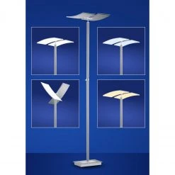 B-Leuchten schwenkbare eckige LED Deckenfluter Fluter Stehleuchte mit CCT-Lichtfarbsteuerung matt Stehlampe nickel und chrom