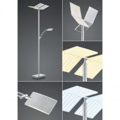 B-Leuchten schwenkbare eckige LED Deckenfluter Fluter Stehleuchte mit CCT-Lichtfarbsteuerung matt Stehlampe nickel und chrom