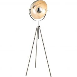GLOBO schwenkbare höhenverstellbare E27 Stehleuchte matt Silber metallic Tripod Schirm durchmesser 40 cm Schirm schwenkbar Kabel 18 m Stehlampe silbermetallic mit Schalter ø 69