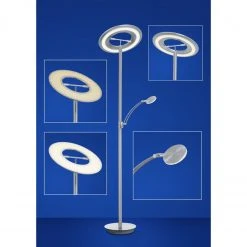 B-Leuchten schwenkbare runde LED Stehleuchte mit CCT-Lichtfarbsteuerung matt Stehlampe nickel und chrom