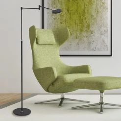 Steinhauer dimmbare und schwenkbare Stehleuchte mit Lesearm Glenkarm 2-flammige Stehlampe schwarz mit 2 LED Glasringen in 2 Varianten -Stehleuchten Verkaufsgeschäft schwenkund hhenverstellbare led stehleuchte 2713ZW 2 steinhauer 2713zw