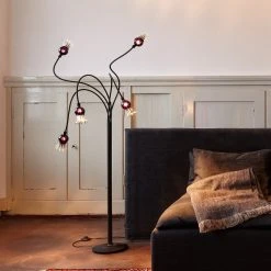 Serien Lighting Serien-Lighting 5-flg Stehleuchte Poppy mit Glasschirmen