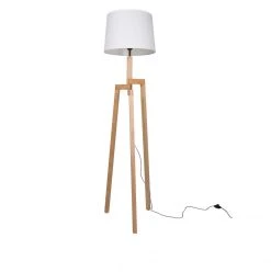 Steinhauer Stehleuchte aus Holz, Höhe 167cm, Schirm Linon
