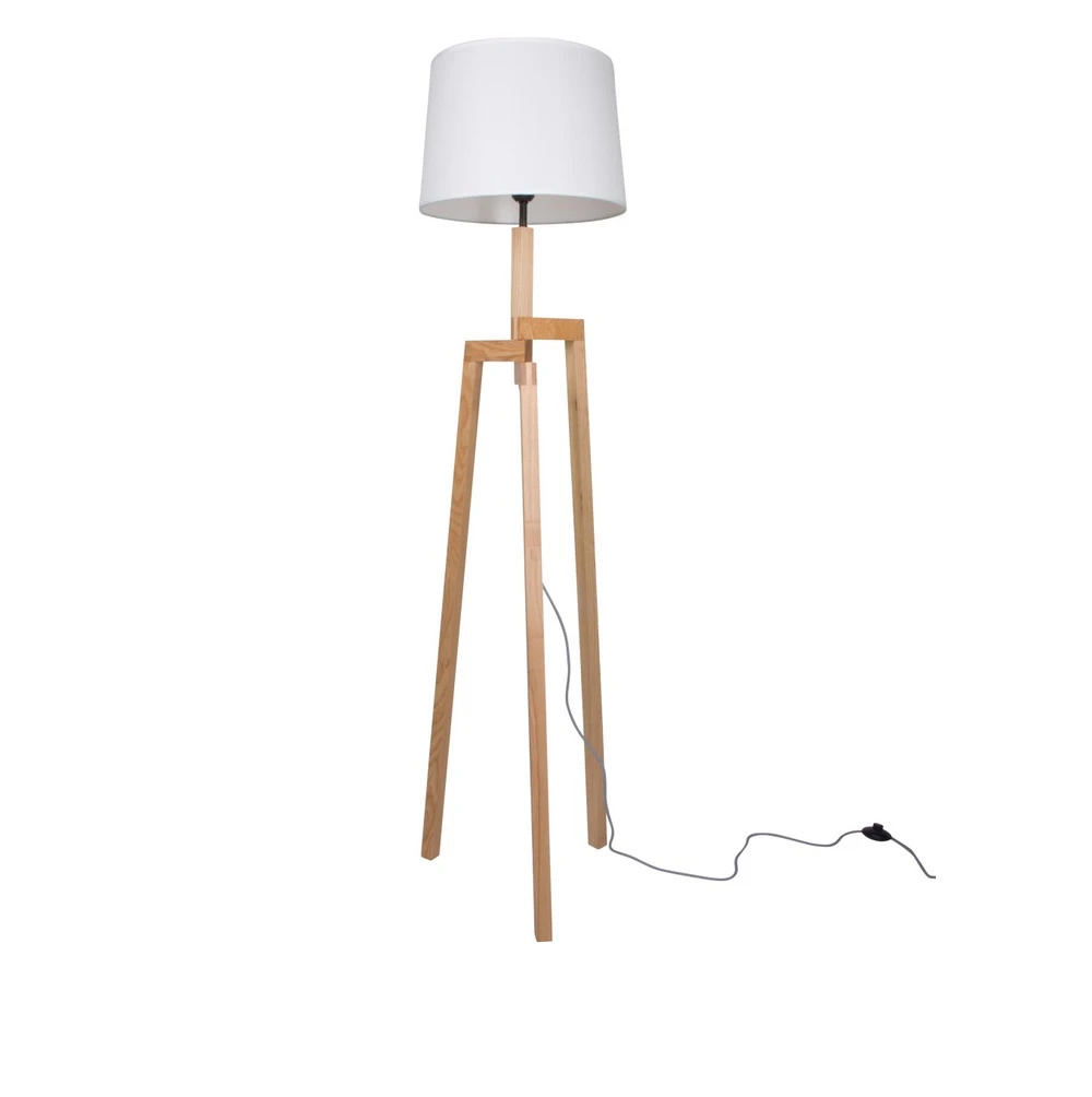 Steinhauer Stehleuchte aus Holz, Höhe 167cm, Schirm Linon 3 Steinhauer Stehleuchte aus Holz, Höhe 167cm, Schirm Linon