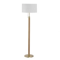 Hufnagel Stehleuchte Eiche natur / Messing-matt, mit Serienzugschalter