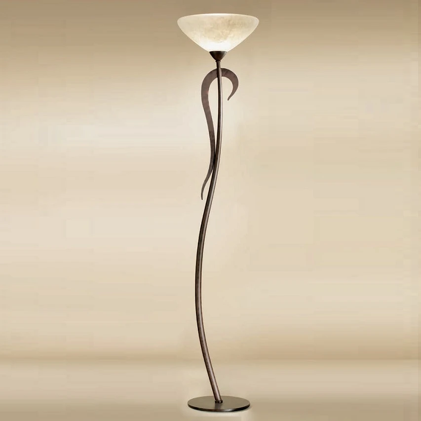 LAM Stehleuchte im Landhaus Stil - Dunkelbraun - Scavo-Glas antik 4 LAM Stehleuchte im Landhaus Stil - Dunkelbraun - Scavo-Glas antik – Bild 2