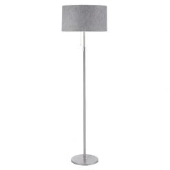 Hufnagel Stehleuchte Loop in Nickel-matt / Chrom mit Schirm Filz lichtgrau