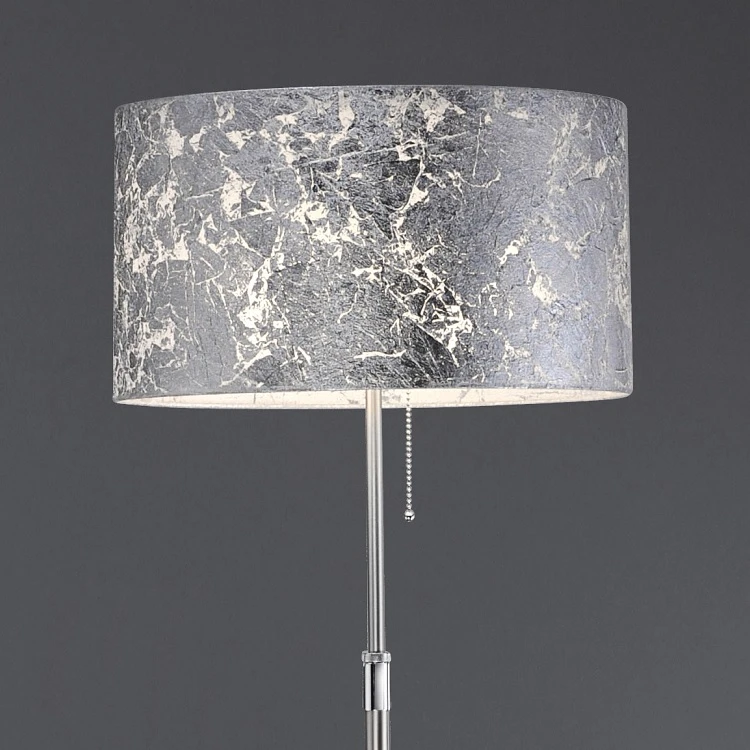 Hufnagel Stehleuchte Loop silber, Schirm Blattsilber - mit Zugschalter 4 Hufnagel Stehleuchte Loop silber, Schirm Blattsilber - mit Zugschalter – Bild 2