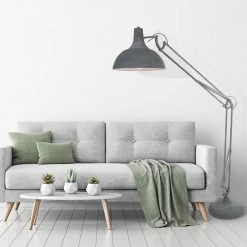 Steinhauer Stehleuchte Mexlite in Beton-Optik , Fußschalter