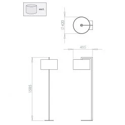 Illumina Astro Lighting Stehleuchte Standfuß in Chrom mit Stoffschirm in 3 Farben -Stehleuchten Verkaufsgeschäft stehleuchte standfuchrom mit stoffschirm 922282 illuminaastrolighting