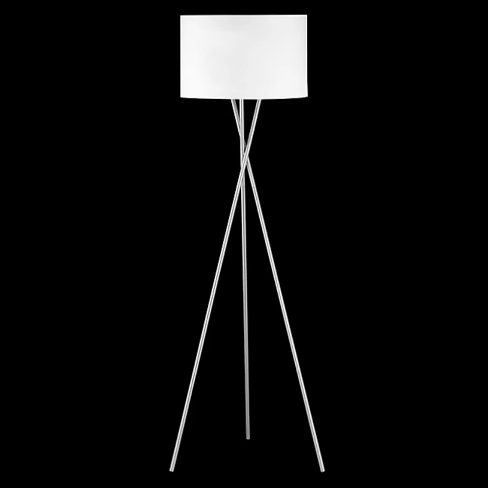 Fischer & Honsel Stehleuchte Tripod Dreibein Nickel-matt silberfarbend, Schnurschalter, Textil-Schirm weiß oder grau 3 Fischer & Honsel Stehleuchte Tripod Dreibein Nickel-matt silberfarbend, Schnurschalter, Textil-Schirm weiß oder grau