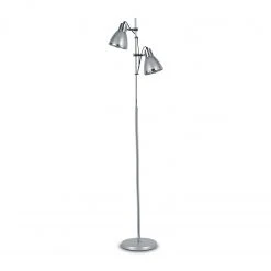Ideal Lux Stehleuchte, Leselampe, 2-flammig, silber, Köpfe verstellbar, H 160 cm