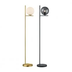 Trio Stehleuchte, Messing, Glasschirm, E14, Fußschalter