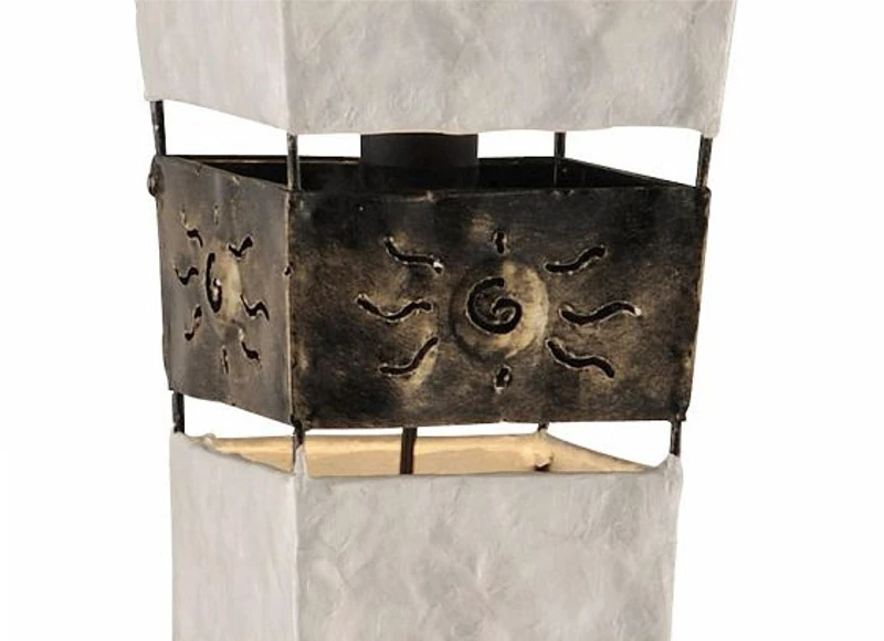 Paul Neuhaus Stehleuchte, Metall, Stoff, Afrika Look, Fassung für LED Leuchtmittel 4 Paul Neuhaus Stehleuchte, Metall, Stoff, Afrika Look, Fassung für LED Leuchtmittel – Bild 2