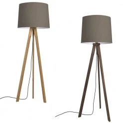 HerzBlut Stehleuchte, Stoffschirm, Cotton Taupe, Nussbaum geölt o. Eiche geölt