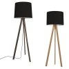 HerzBlut Stehleuchte, Stoffschirm, Schwarz, Holz, Nussbaum geölt o. Eiche geölt