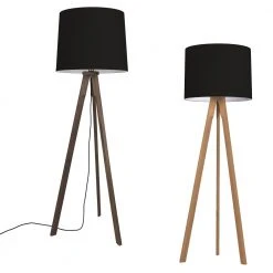 HerzBlut Stehleuchte, Stoffschirm, Schwarz, Holz, Nussbaum geölt o. Eiche geölt