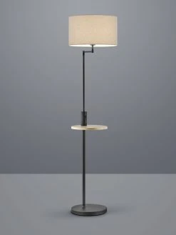 Trio Stehleuchte, USB Port, Ablagefläche, Stoffschirm, Schwarz o. Nickel -Stehleuchten Verkaufsgeschäft stehleuchteusb portablageflchestoffschirmschwarz 400400132 2 trio 400400132