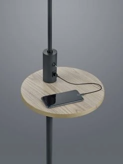 Trio Stehleuchte, USB Port, Ablagefläche, Stoffschirm, Schwarz o. Nickel -Stehleuchten Verkaufsgeschäft stehleuchteusb portablageflchestoffschirmschwarz 4004001322 2 trio 400400132