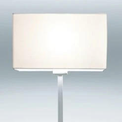 LHG Lights Stilvolle Stehleuchte in Nickel-matt - Schirm Weiß - Höhe 150cm - für Energiesparleuchtmittel geeignet