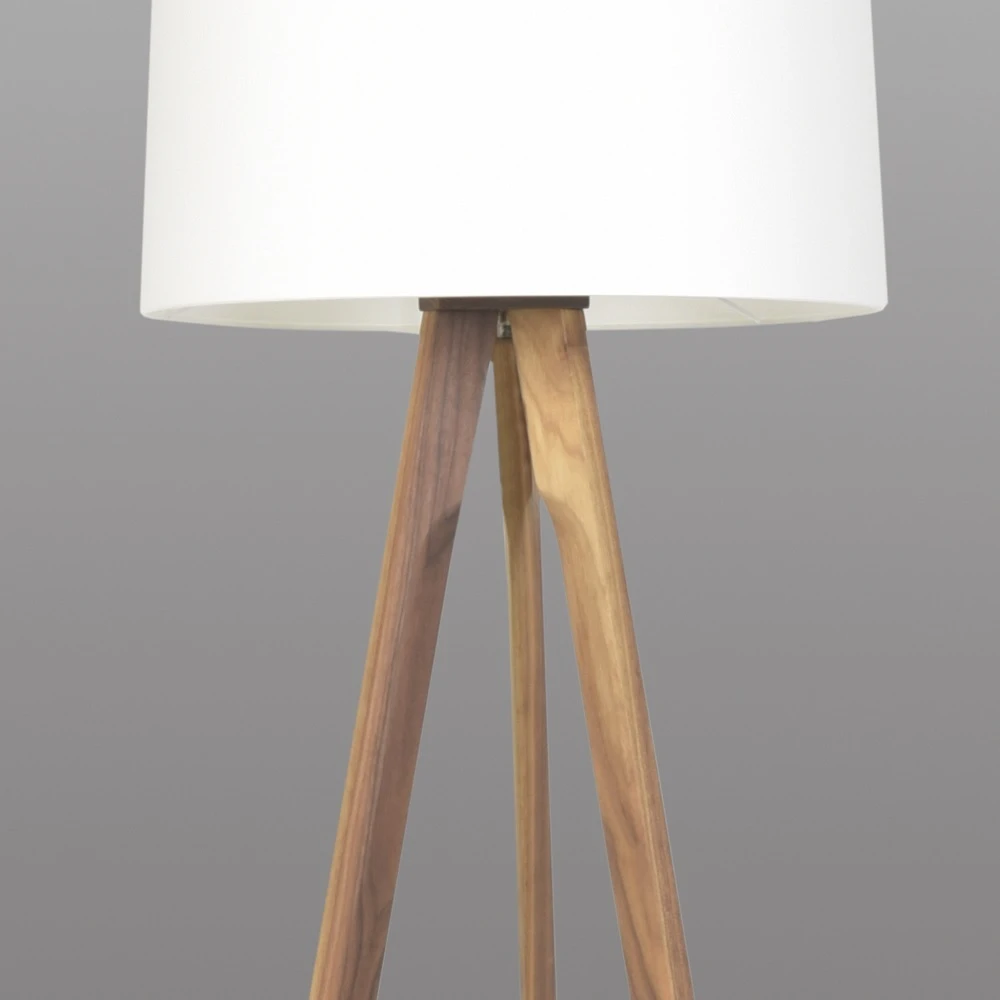 HerzBlut Stehleuchte, Dreibeinig, Cotton Schirm, Massivholz, Nussbaum o. Eiche 4 HerzBlut Stehleuchte, Dreibeinig, Cotton Schirm, Massivholz, Nussbaum o. Eiche – Bild 2