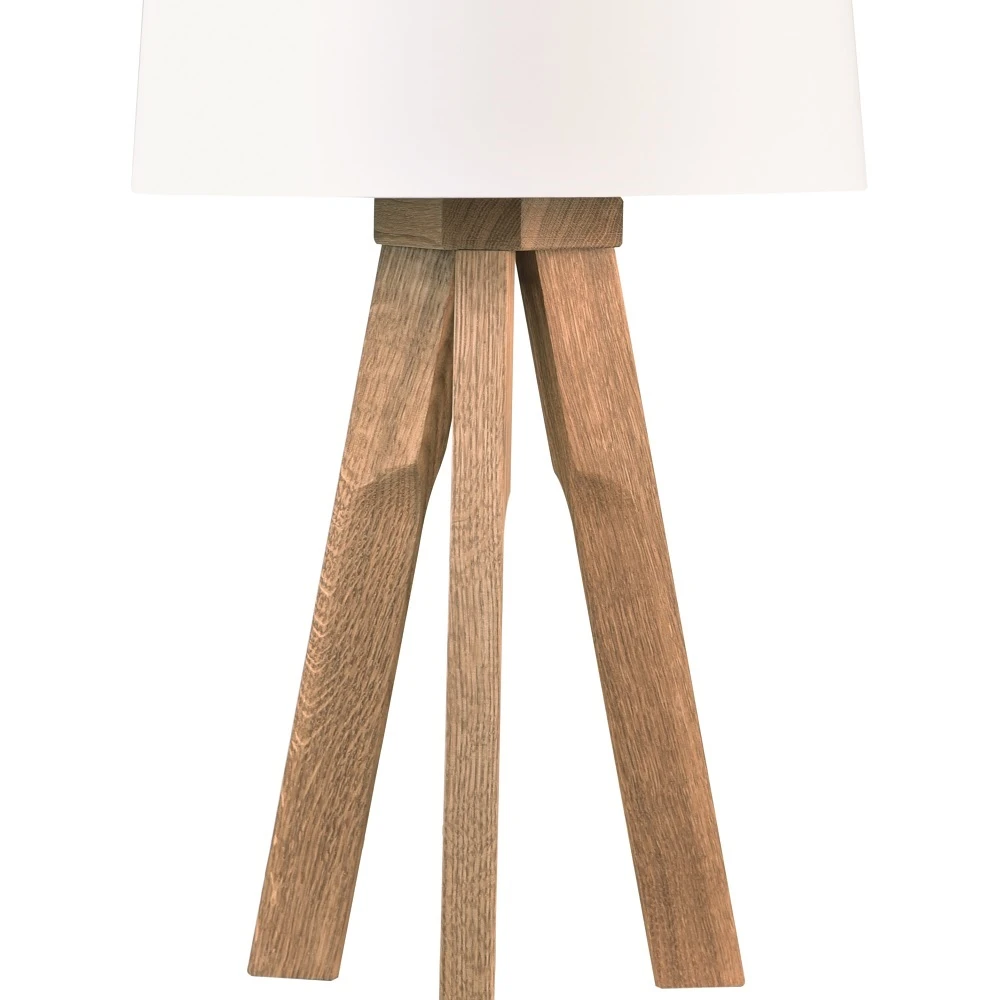 HerzBlut Tischleuchte, Cotton Schirm, Dreibeinig, Massivholz, Nussbaum o. Eiche 4 HerzBlut Tischleuchte, Cotton Schirm, Dreibeinig, Massivholz, Nussbaum o. Eiche – Bild 2