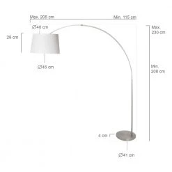 LHG Lights verstellbare Bogenleuchte in stahl mit Schirm aus weißem Leinen Ø 45cm -Stehleuchten Verkaufsgeschäft verstellbare bogenleuchte stahl mit 869042 lhg 9674st