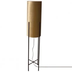 By Rydens vierbeinige Stehleuchte mit rundem Samtschirm, schwarzes Metallgestell, Schnurschalter, in 3 Farben, Zylinder, E27