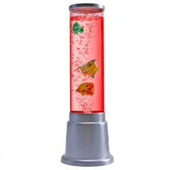 LHG Lights Wassersäule mit Farbwechsel LED-Sprudelsäule 36 cm hoch Ø 12,5cm Säule, Tischleuchte für Kinderzimmer, Lampe mit Fischen Dekoleuchte